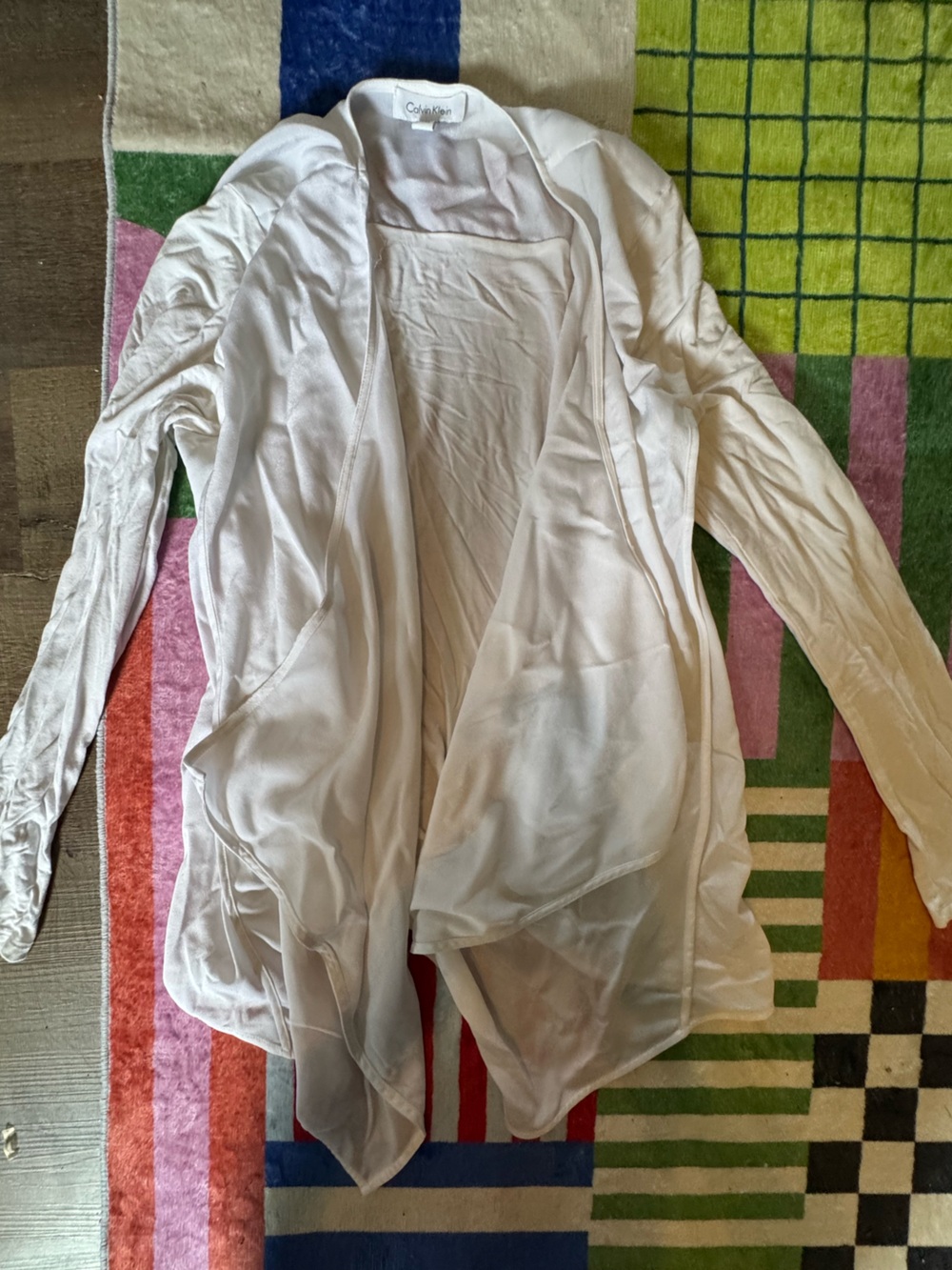 Calvin Klein Cream Lightweight Draped Chemise Cover-Up
